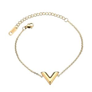Dainty Yellow Gold Filled V-Shape Bracelet, 7-9”